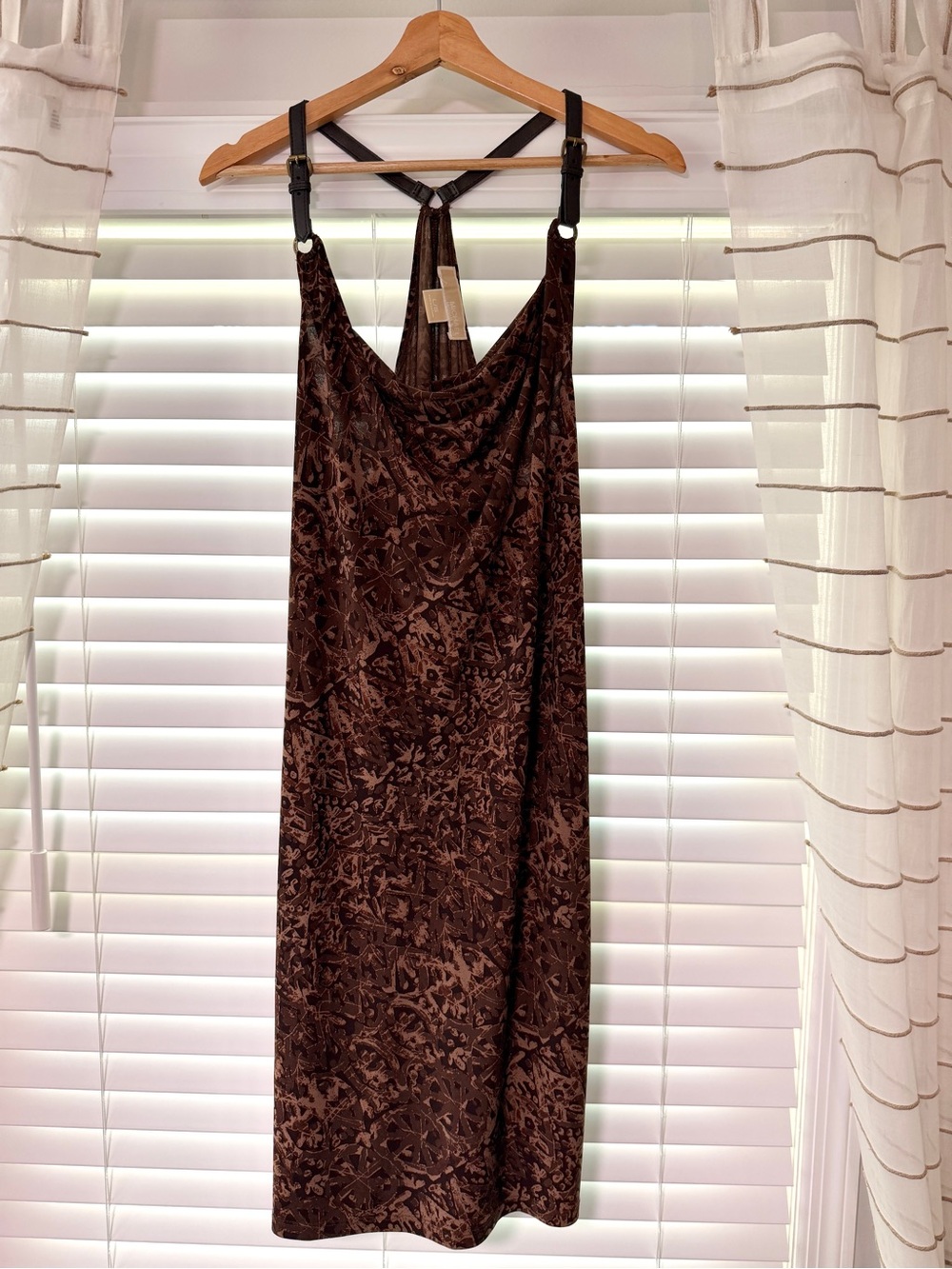 Michael Kors Women's Brown Velvet Slip Dress with